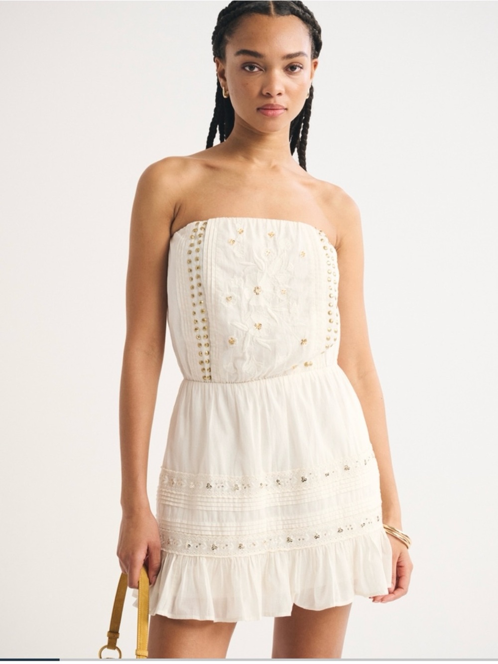 Abercrombie & Fitch Strapless easy waist beaded mini dress XL NWT